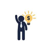 isolate man with light bulb idea icon symbol vector