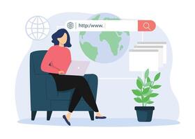 Browsing online concept illustration. Isolated in the background. vector