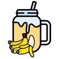 ilustración vector gráfico de batido, vaso banana, fruta, bebida icono
