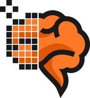 brain tech logo icon design vector