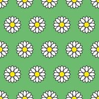 Illustration of white flowers on green background seamless pattern vector