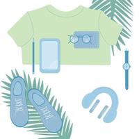 Flat lay clothing summer vector