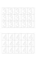 design numbers 3 and 4 to learn to write children, numbers 3 and 4 to learn to write vector