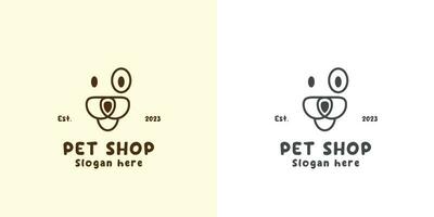 Pet shop logo design illustration Flat concept of a simple minimalist dog face shadow silhouette. dog face icon as a vector symbol Useful for pet businesses