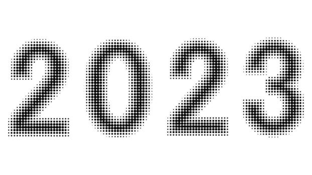 2023 new year figures fog date halftone style dotted font vector