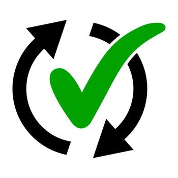 Icon easy effective time, continuous rationally service, check mark arrow vector