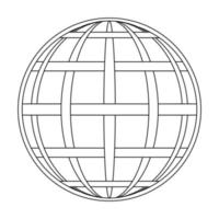 Intertwined meridian and parallel of the globe of the earth grid, the globe of the field line on the surface of the meridian and parallel vector template grid