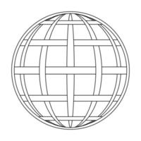 Intertwined meridian and parallel of the globe of the earth grid, the globe of the field line on the surface of the meridian and parallel vector template grid