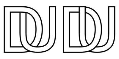 Logo ud and du icon sign two interlaced letters U D, vector logo ud du first capital letters pattern alphabet u d