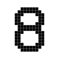 Number 8 eight 3d cube pixel shape minecraft 8 bit vector