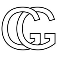 Logo sign gg double g icon nft interlaced letters g vector