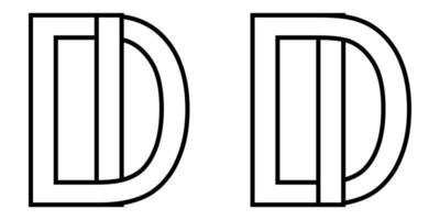 Logo id di icon sign two interlaced letters I D, vector logo id di first capital letters pattern alphabet i d