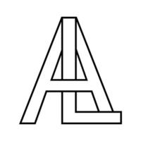 Logo sign al, la  sign two interlaced letters A, L vector logo al, la first capital letters pattern alphabet a, l