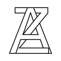 Logo sign az, za icon sign interlaced letters A, Z vector logo az, za first capital letters pattern alphabet a, z