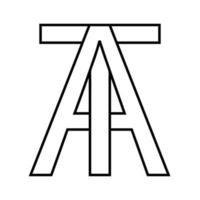 Logo sign at, ta icon sign interlaced letters A,T vector logo at, ta first capital letters pattern alphabet a, t