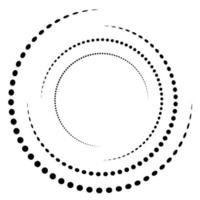 Halftone dots form circle round logo and dotted lens frame vector