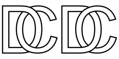 Logo cd dc icon sign two interlaced letters C D, vector logo cd dc first capital letters pattern alphabet c d