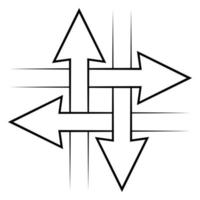 Intersecting arrows sign, intersection symbol, vector simple icon with concept of communication, connection, information exchange