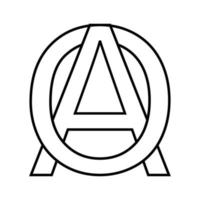 Logo sign ao, oa icon sign interlaced letters A, O vector logo ao, oa first capital letters pattern alphabet a, o