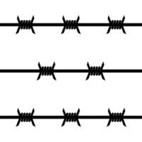 Barbed wire fence sign with sharp spikes, barbed wire to protect the territory vector