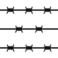 Barbed wire fence sign with sharp spikes, barbed wire to protect the territory vector