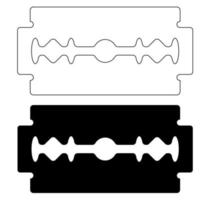 Contours and silhouette of shaving blades, vector image retro shaving blades