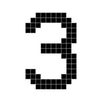 Number 3 three, 3d cube pixel shape minecraft 8 bit vector