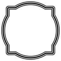 Round frame border, vintage frame decorative border simple outline black vector