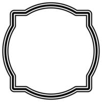 Round frame border, vintage frame decorative border simple outline black vector