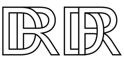 Logo rd dr icon sign two interlaced letters R D, vector logo rd dr first capital letters pattern alphabet r d