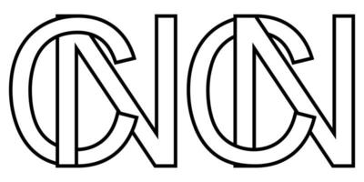 Logo sign nc cn icon sign two interlaced letters N, C vector logo nc, cn first capital letters pattern alphabet n, c