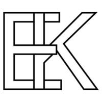 logo firmar ek ke icono, nft ek entrelazado, letras mi k vector