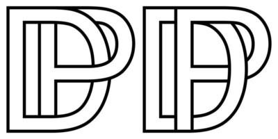 Logo pd dp icon sign two interlaced letters P D, vector logo pd dp first capital letters pattern alphabet p d