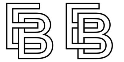 Logo eb be icon sign two interlaced letters E B, vector logo eb be first capital letters pattern alphabet e b