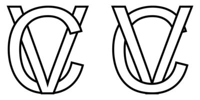 logo firmar vc CV icono firmar dos entrelazado letras v, C vector logo vc, CV primero capital letras modelo alfabeto v, C