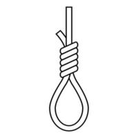 Noose loop for hanging death penalty icon, vector loop execution hanging, noose gallows