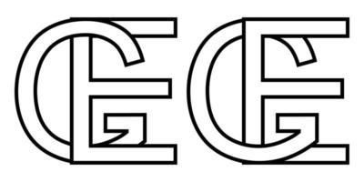 Logo sign ge eg icon sign interlaced letters e g vector logo ge, eg first capital letters pattern alphabet  g, e