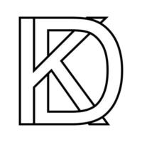 logo firmar kd dk, icono doble letras logotipo re k vector