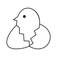 Baby bird icon spring, hatching chick from egg, cartoon chicken vector