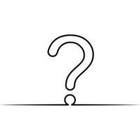 Question mark one line, drawing continuous query creative support FAQ vector