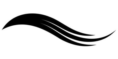 Curved calligraphic line sea wave calligraphic element feather vector, elegantly curved ribbon stripe vector