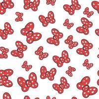 Bow red butterfly seamless pattern, vector hair decoration meme red bow white dot polka seamless pattern