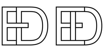 Logo de ed icon sign, two interlaced letters D e, vector logo de ed first capital letters pattern alphabet d e
