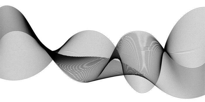 Sound wave fractal in line art style white background. Concept vector illustration. Technology abstract art background. Wave effect. Pattern geometric style