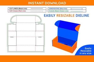 indestructible caja remitente Envío caja, acanalado caja dieline modelo y 3d caja blanco dieline modelo vector