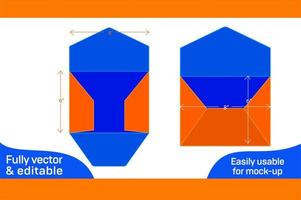 Envelope packaging 6x8 inch dieline template and 3D envelope design 3D box vector