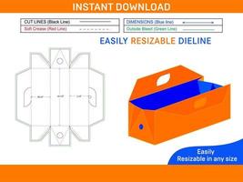 Wine bottle packaging box dieline template and 3d box design Box dieline and 3D box vector