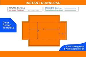 Folding corrugated cardboard box dieline template and 3D box design Color Design Template vector