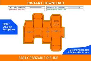 Mobile charger 3.50x3.50x3.50 inch box with window dieline template and 3D render Color Design Template vector