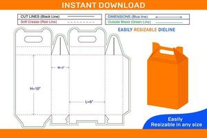 Leche caja diseño con percha dieline modelo y 3d caja diseño vector